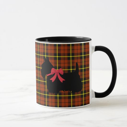 Scottish Terrier, Scotland dog, orange kariert Tasse (Rechts)