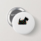 Scottish Terrier Scottie Dog Christmas Lights Gift Button (Vorne & Hinten)