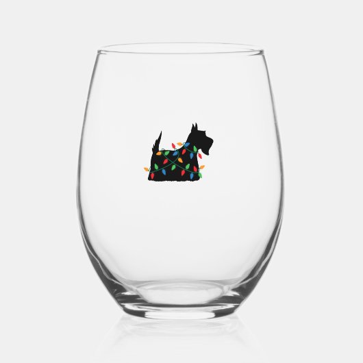 Scottish Terrier Scottie Dog Christmas Lights Gift Weinglas Ohne Stiel (Vorderseite)