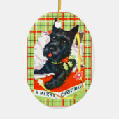 Scottish Terrier Scottie Dog mit Geschenk und kari Keramikornament (Vorne)