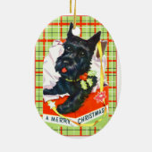 Scottish Terrier Scottie Dog mit Geschenk und kari Keramikornament (Hinten)