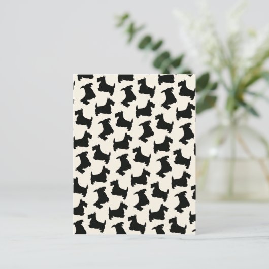 Scottish Terrier Scottie Dog Pattern Black Postkarte (Stehend Vorderseite)