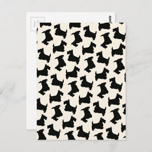 Scottish Terrier Scottie Dog Pattern Black Postkarte (Vorne/Hinten)
