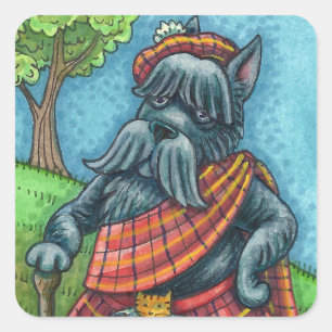 SCOTTISH TERRIER, SCOTTIE DOG PRIDE Kilt Sporran Quadratischer Aufkleber