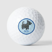 Scottish Terrier Scottie Dog Silhouette Grid Golfball (Vorderseite)