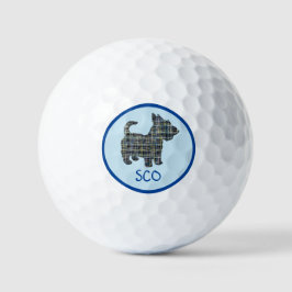 Scottish Terrier Scottie Dog Silhouette Grid Golfball