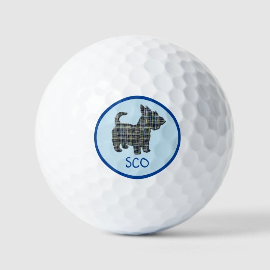 Scottish Terrier Scottie Dog Silhouette Grid Golfball (Vorderseite)