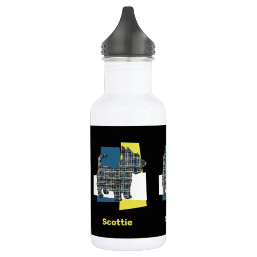 Scottish Terrier Scottie Dog Silhouette Y&B Grid Edelstahlflasche (Links)
