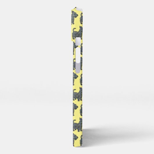 Scottish Terrier Scottie Dog SilhouetteGrid Yellow iPhone Hülle (Linke Seite)