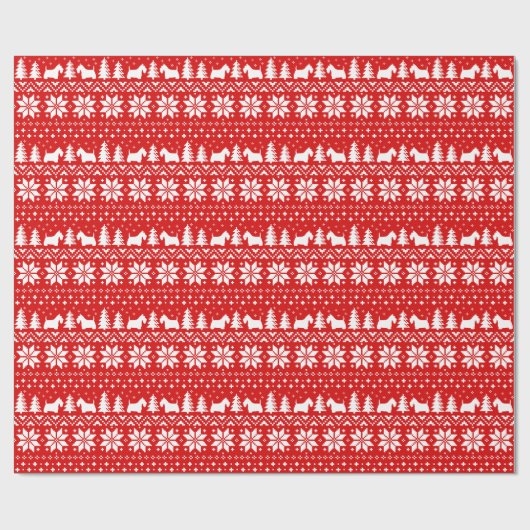 Scottish Terrier Scottie Dog Silhouetten Weihnacht Geschenkpapier (Flach)