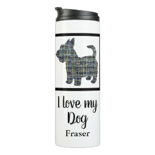 Scottish Terrier / Scottie Dog Y&B Grid Silhouette Thermosbecher