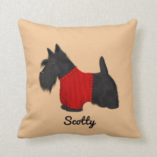 Scottish Terrier (Scotty Dog) in Red Sweater Kissen