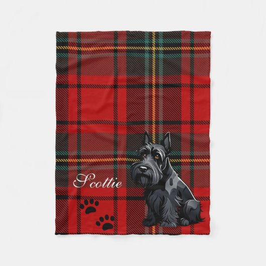 Scottish Terrier (Scotty) Tartan. bearbeitbar Fleecedecke (Vorderseite)
