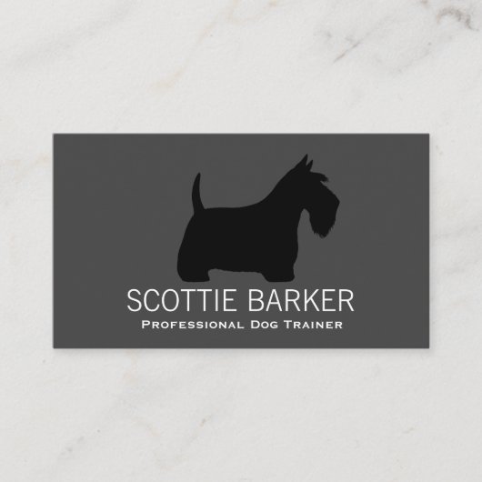 Scottish Terrier Silhouette Black on Gray Scottie Visitenkarte (Vorderseite)