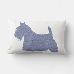 Scottish Terrier Silhouette in Denim Lendenkissen