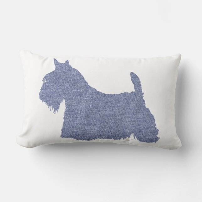 Scottish Terrier Silhouette in Denim Lendenkissen (Vorderseite)
