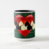 Scottish Terrier Silhouette, Kelly Green kariert Tasse (Zentrum)