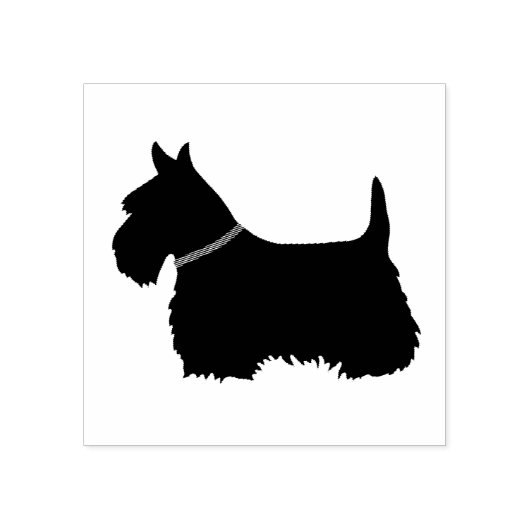 Scottish Terrier, Silhouette/Kragen, Terrier Gummistempel (Prägung)