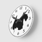 Scottish Terrier Silhouette Runde Wanduhr (Winkel)