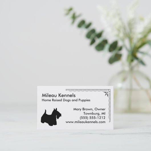 Scottish Terrier Silhouette Visitenkarte (Stehend Vorderseite)