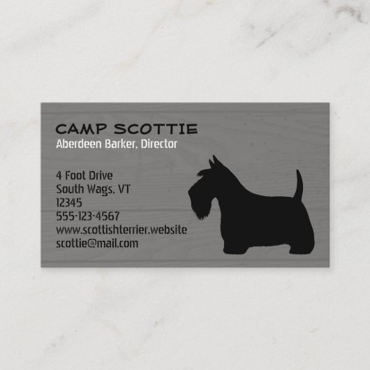Scottish Terrier Silhouette Wood Grain Style Visitenkarte (Vorderseite)