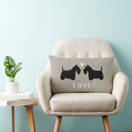 Scottish Terrier Silhouetten mit Herz und Text Lendenkissen (Stuhl )
