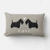 Scottish Terrier Silhouetten mit Herz und Text Lendenkissen (Vorderseite)