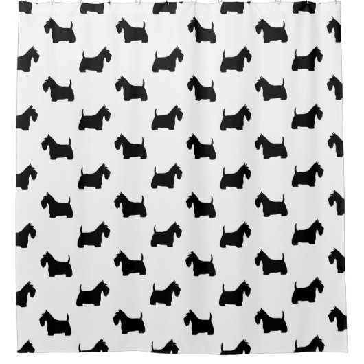 Scottish Terrier Silhouetten Pattern Duschvorhang (Vorderseite)