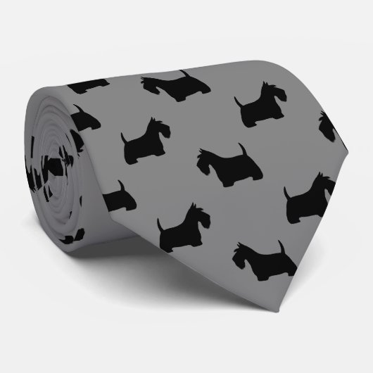 Scottish Terrier Silhouetten Pattern Scottie Dogs Krawatte (Gerollt)