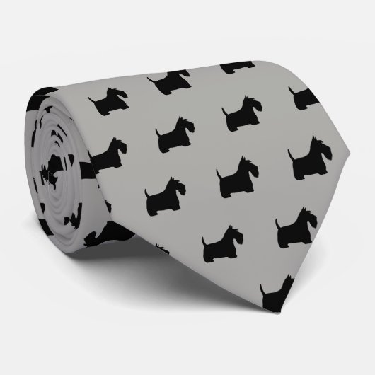 Scottish Terrier Silhouetten Scottie Hunde Pattern Krawatte (Gerollt)