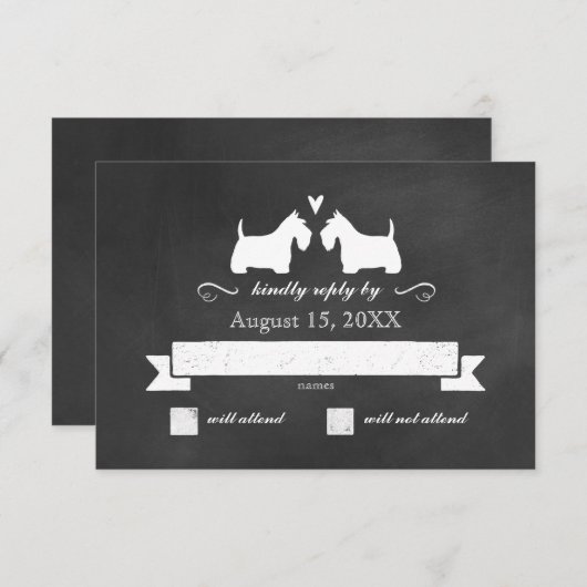 Scottish Terrier Silhouetten Wedding RSVP Antwort (Vorne/Hinten)