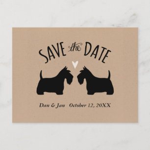 Scottish Terrier Silhouetten Wedding Save the Date Ankündigungspostkarte