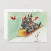 Scottish Terrier Sleigh Ride Postkarte (Vorne/Hinten)