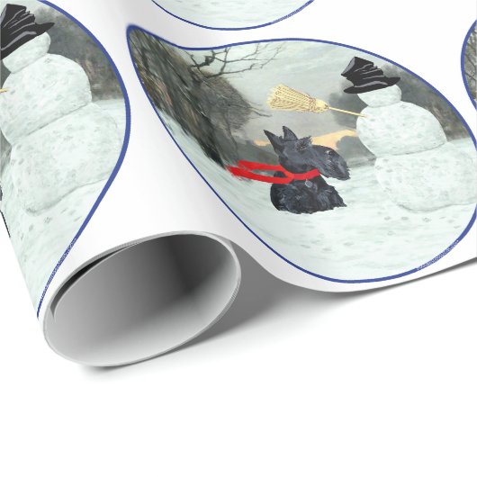 Scottish Terrier Snowman Geschenkpapier (Rolleneckpunkt)