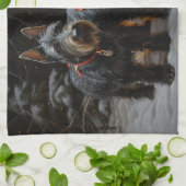 Scottish Terrier Snowy Sleigh Weihnachtsdekor Geschirrtuch (Gefaltet)