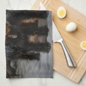 Scottish Terrier Snowy Sleigh Weihnachtsdekor Geschirrtuch (Viertel Falte)