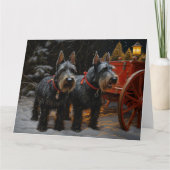 Scottish Terrier Snowy Sleigh Weihnachtsdekor Karte (Vorderseite)