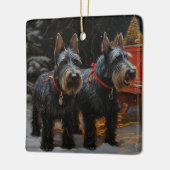 Scottish Terrier Snowy Sleigh Weihnachtsdekor Keramikornament (Links)
