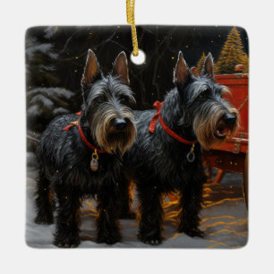 Scottish Terrier Snowy Sleigh Weihnachtsdekor Keramikornament