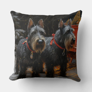 Scottish Terrier Snowy Sleigh Weihnachtsdekor Kissen