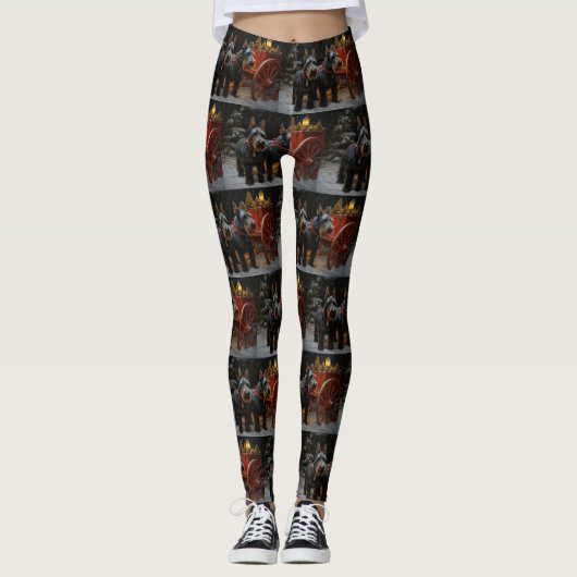 Scottish Terrier Snowy Sleigh Weihnachtsdekor Leggings (Vorderseite)