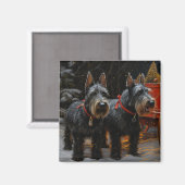 Scottish Terrier Snowy Sleigh Weihnachtsdekor Magnet (Vorderseite/Rückseite)