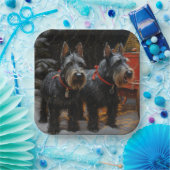 Scottish Terrier Snowy Sleigh Weihnachtsdekor Pappteller (Party)