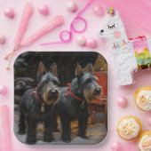 Scottish Terrier Snowy Sleigh Weihnachtsdekor Pappteller (Party)