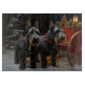 Scottish Terrier Snowy Sleigh Weihnachtsdekor Schneidebrett (Vorderseite)