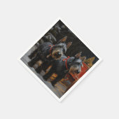 Scottish Terrier Snowy Sleigh Weihnachtsdekor Serviette (Ecke)