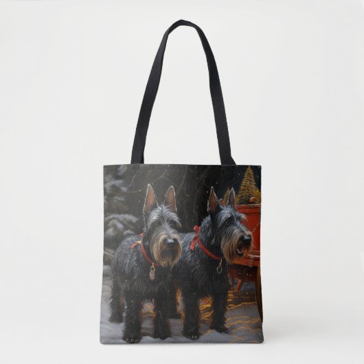 Scottish Terrier Snowy Sleigh Weihnachtsdekor Tasche (Vorderseite)