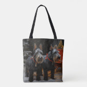 Scottish Terrier Snowy Sleigh Weihnachtsdekor Tasche (Rückseite)