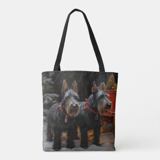 Scottish Terrier Snowy Sleigh Weihnachtsdekor Tasche (Rückseite)