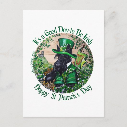 Scottish Terrier St. Patrick's Day Postkarte (Vorderseite)